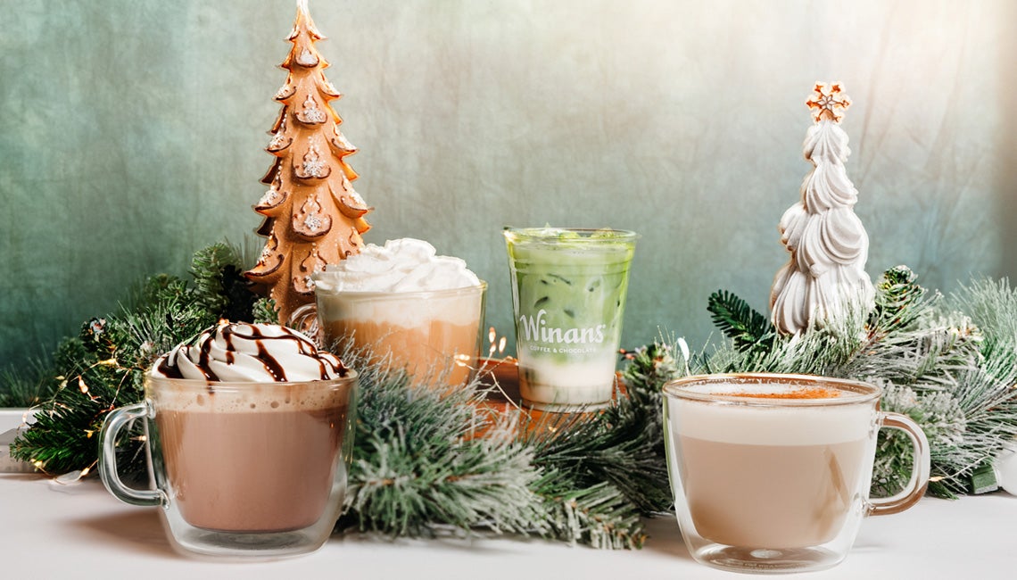 A photo of Christmas-y beverages