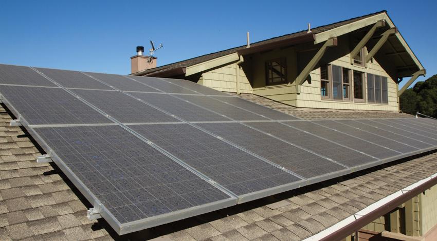 Solar panels on a roof.