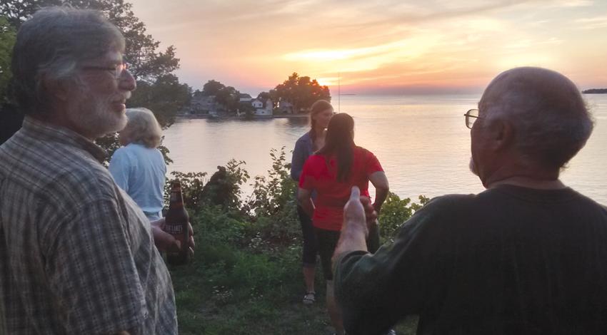 People viewing Lake Erie from Stone Lab