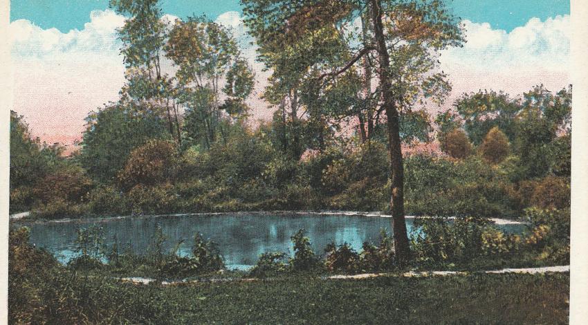 This 1920s postcard showing the Castalia Blue Hole gives a sense of why it drew tourists from all around (photo courtesy of the Rutherford B. Hayes Presidential Library & Museums — Charles E. Frohman Collection). 