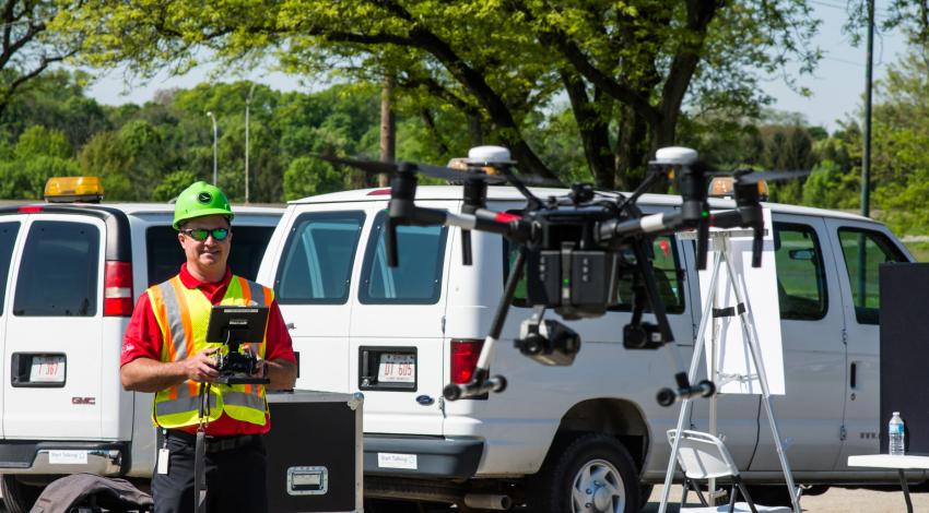 The Ohio Department of Transportation uses drones to inspect bridges and highway systems (photo by Bruce Hull/courtesy of Ohio UAS Center).