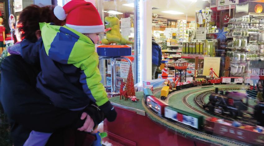 The display at Ormandy’s Toys and Trains delights visitors during the Candlelight Walk and throughout the season.