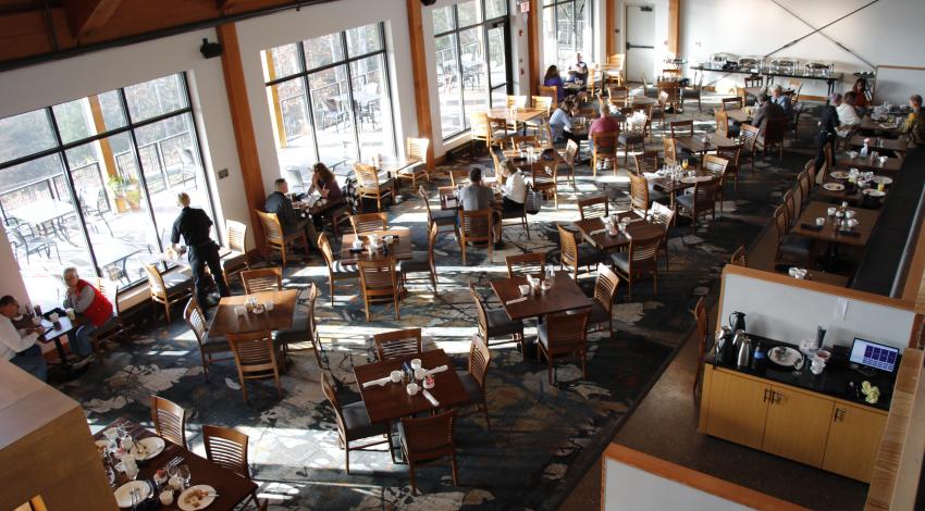 Overhead view of dining room