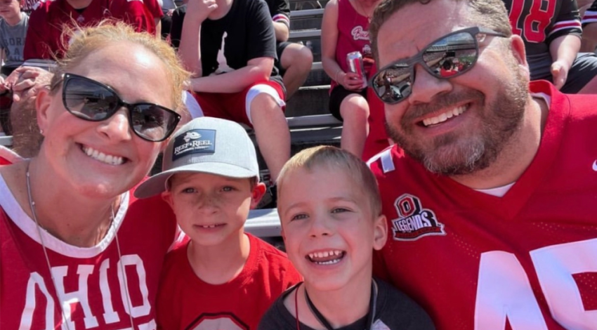 The McMullen family at a football game