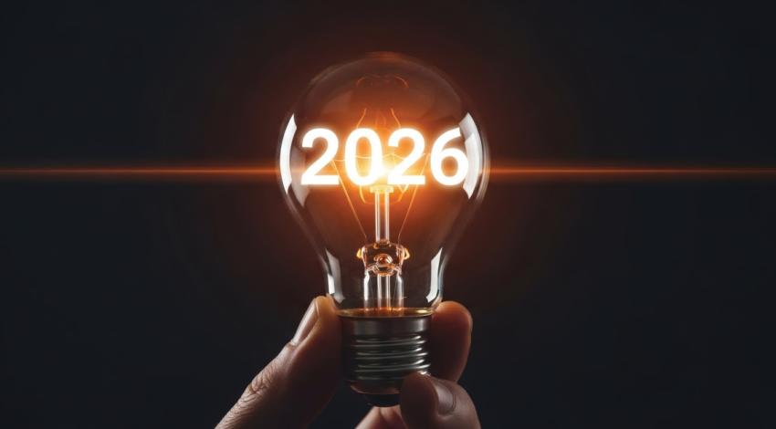 A lightbulb with 2026 illuminated