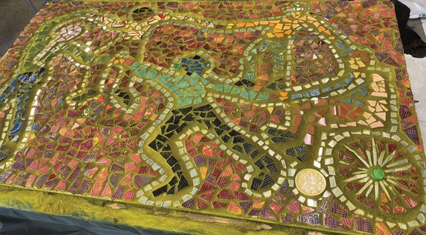 A mosaic of people dancing