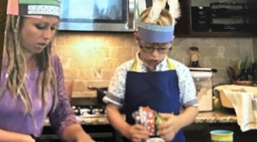 woman and boy in kitchen