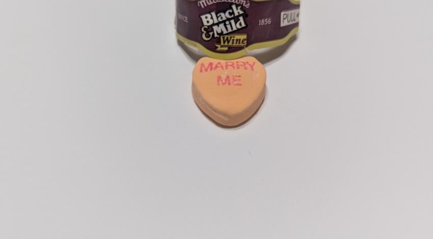 candy heart and cigar band