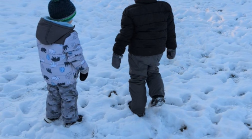 two kids in snow