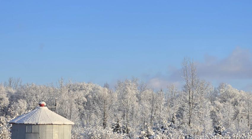snowy farm scene