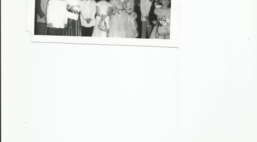 black-and-white photo of children dressed up