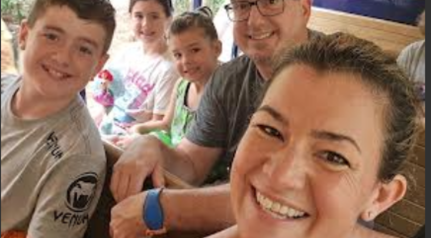 family on train