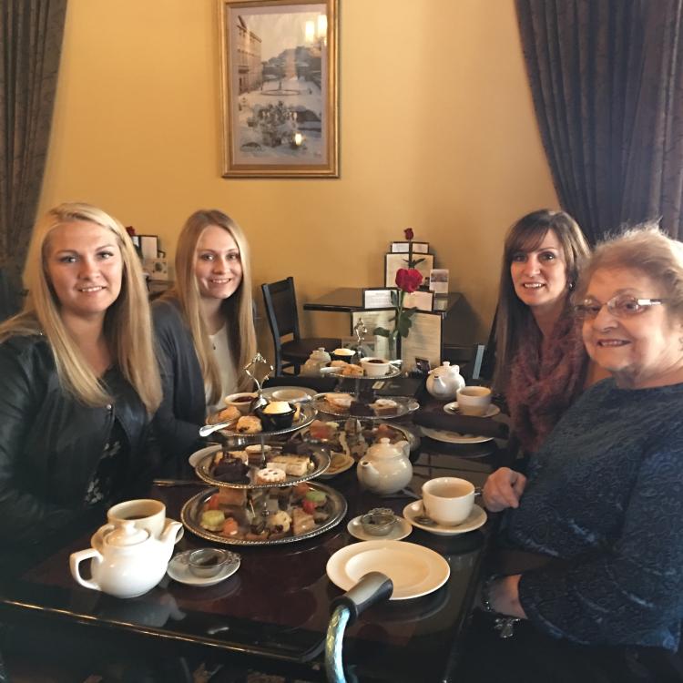 four women having tea
