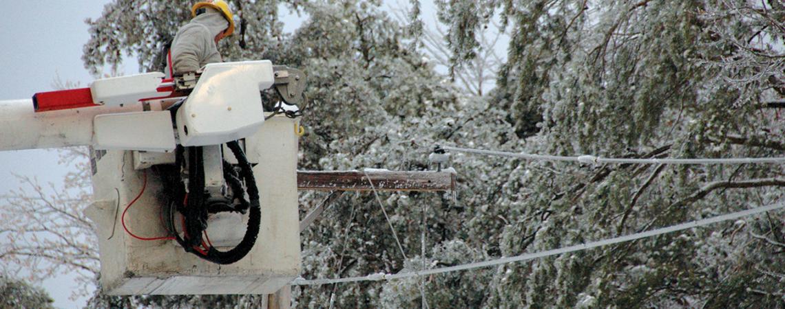 lineworker in bucket