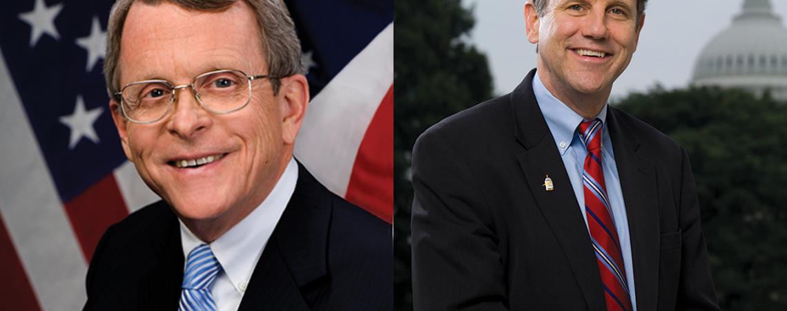Side-by-side photos of Governor Mike DeWine and Senator Sherrod Brown
