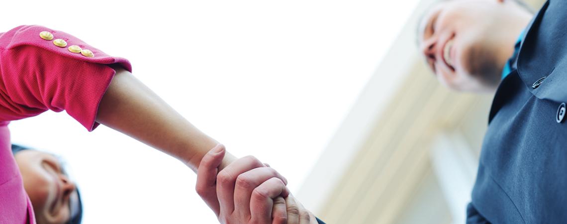 Two people shaking hands.