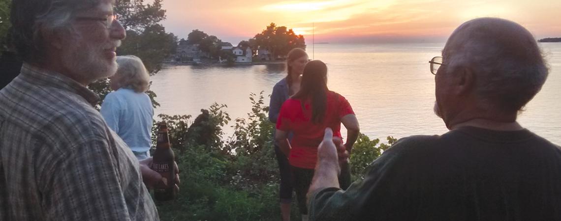 People viewing Lake Erie from Stone Lab