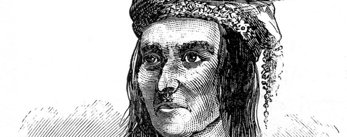 A drawing of Tecumseh staring into the distance