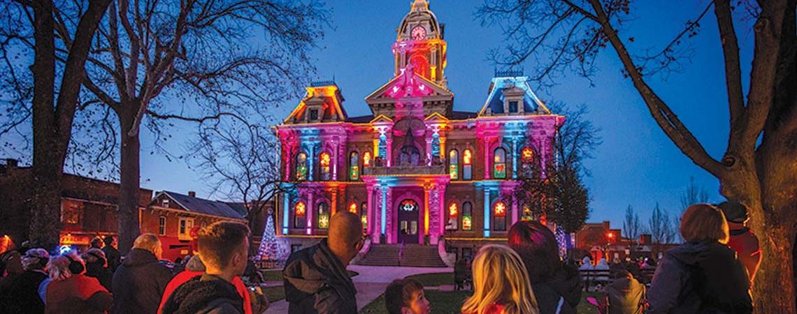 Courthouse Light Show and Dickens Victorian Village, Cambridge (photo courtesy of Cambridge/Guernsey County Visitors & Convention Bureau)