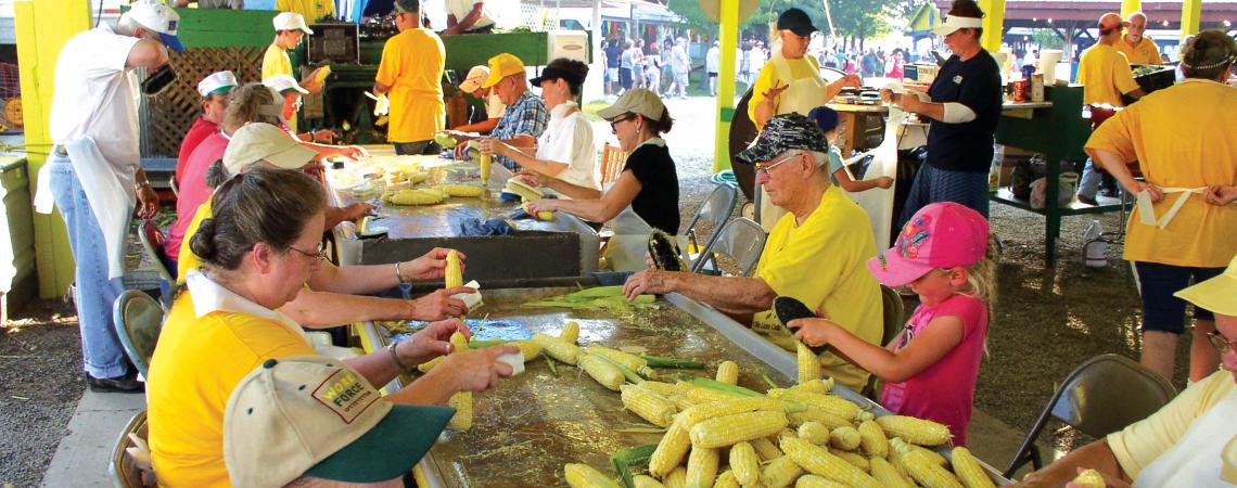 Visitors of the Fairfield County Sweet Corn Festival consume up to 100,000 ears of hot, buttered sweet corn.
