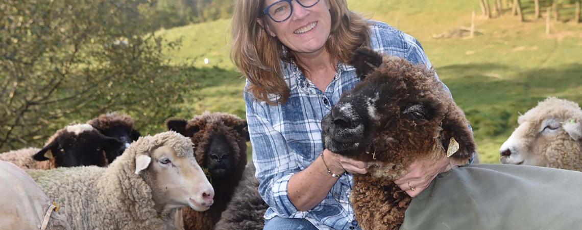 Cheryl Dunlap with her flock.