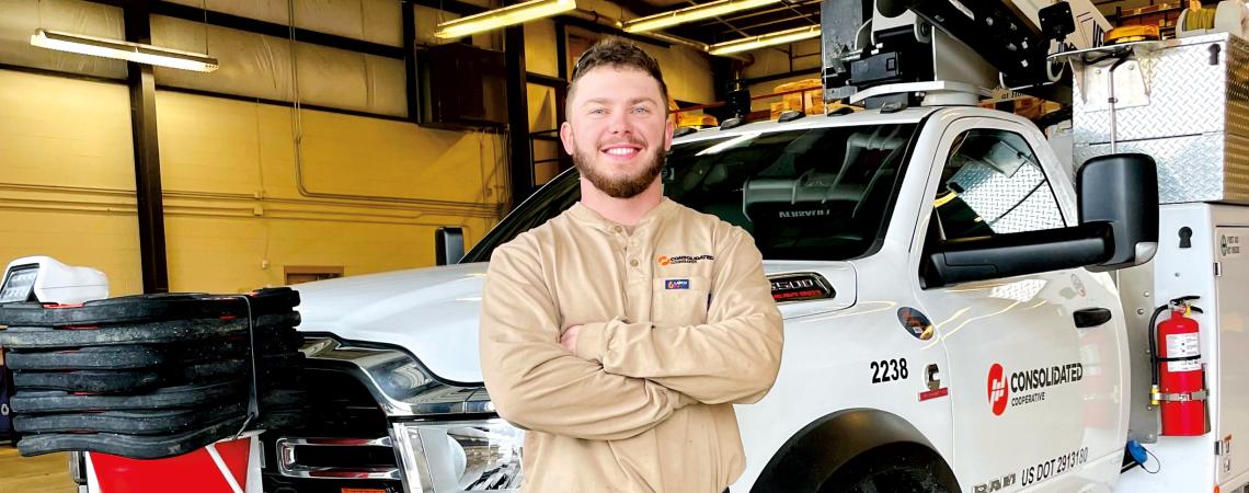 Travis Wise trained at a trade school near his home before he began his apprenticeship lineworker training for Consolidated Cooperative in Mount Gilead.