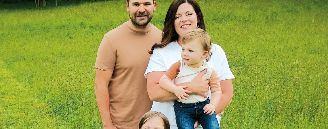 Matthew and Emily Bania, with their children, Kora, 5, and Lane, 2, live between Pleasant City and Sarahsville in rural Noble County. Their home is served by Washington Electric Cooperative.