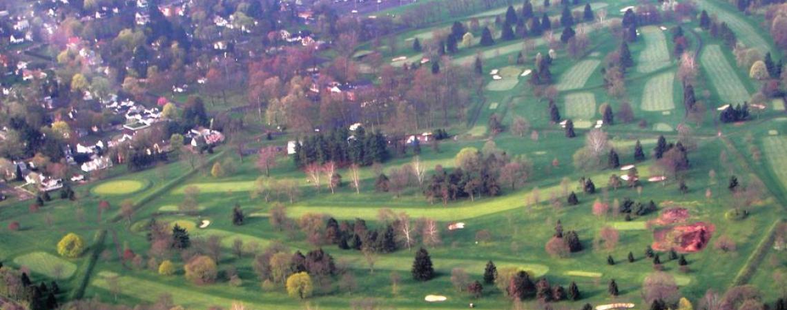 The Octagon Earthworks in Newark were spared much of the destruction suffered by similar works because a golf course was built on them, rather than being used for farmland or for industrial purposes (photo courtesy of the Ohio History Connection).