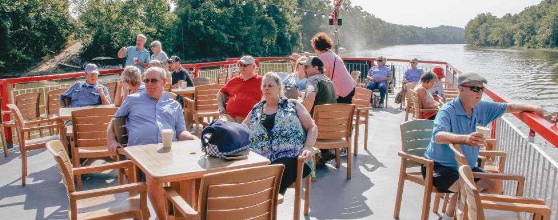 Visitors enjoying the deck on the Valley Gem