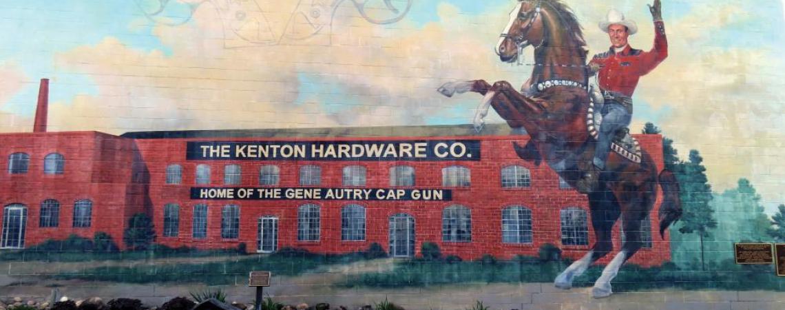 A mural in Kenton, Ohio, of the famous Singing Cowboy Gene Autry