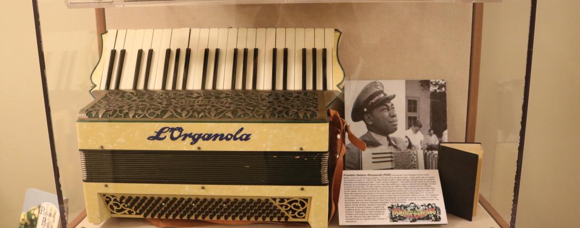 An accordion in a museum