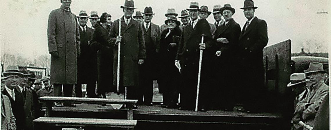 The historic groundbreaking ceremony of the setting of the nation's first electric cooperative utility pole
