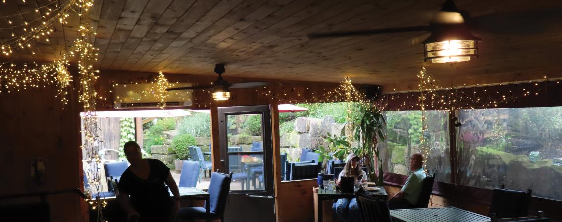 Kindred Spirits is the on-site restaurant at Inn & Spa at Cedar Falls An indoor seating space at a lodge