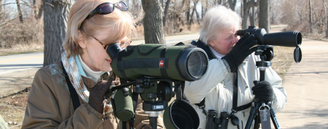People using birding telescopes