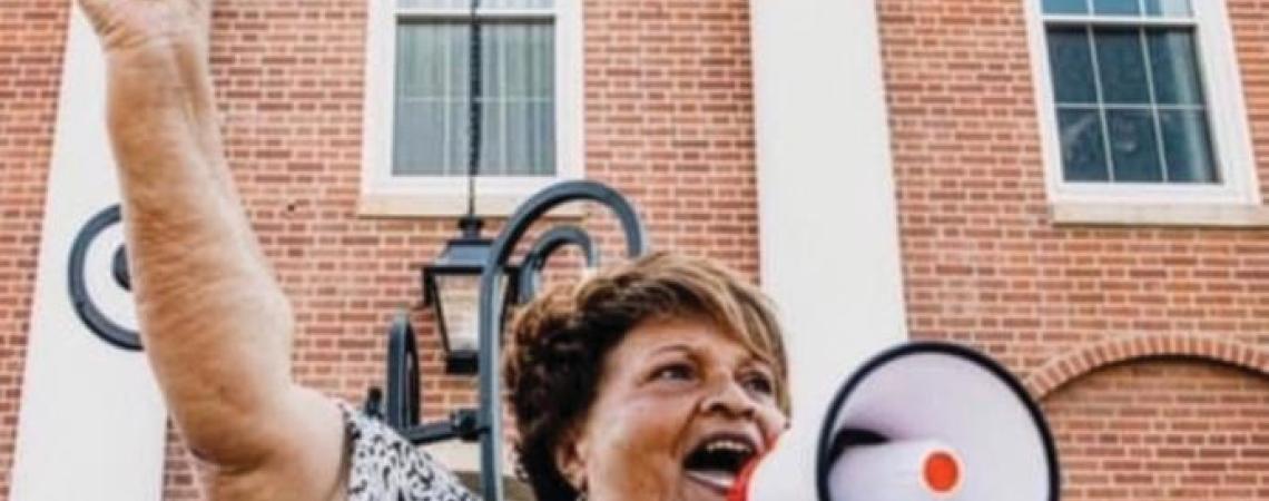 Imogene Curtis during a protest