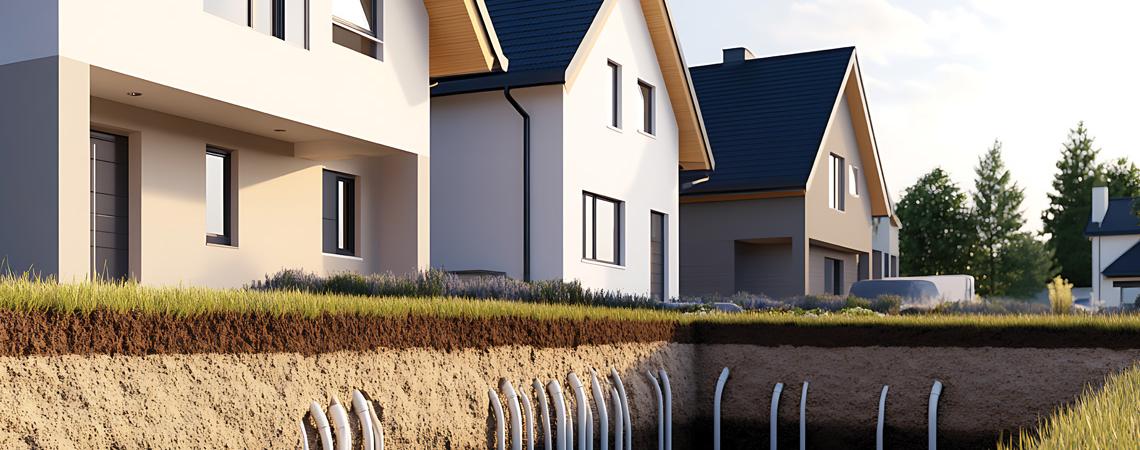 A house with underground geothermal