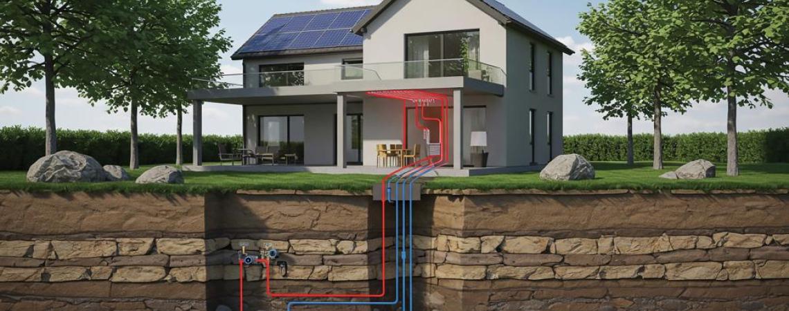 A house with an underground geothermal system