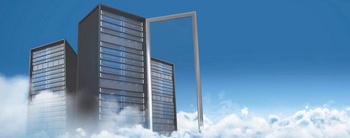 A data center tower in the clouds