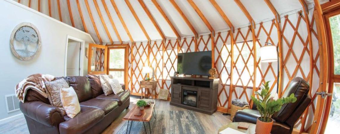 Inside a yurt at Hocking Hills Yurts and Cabins
