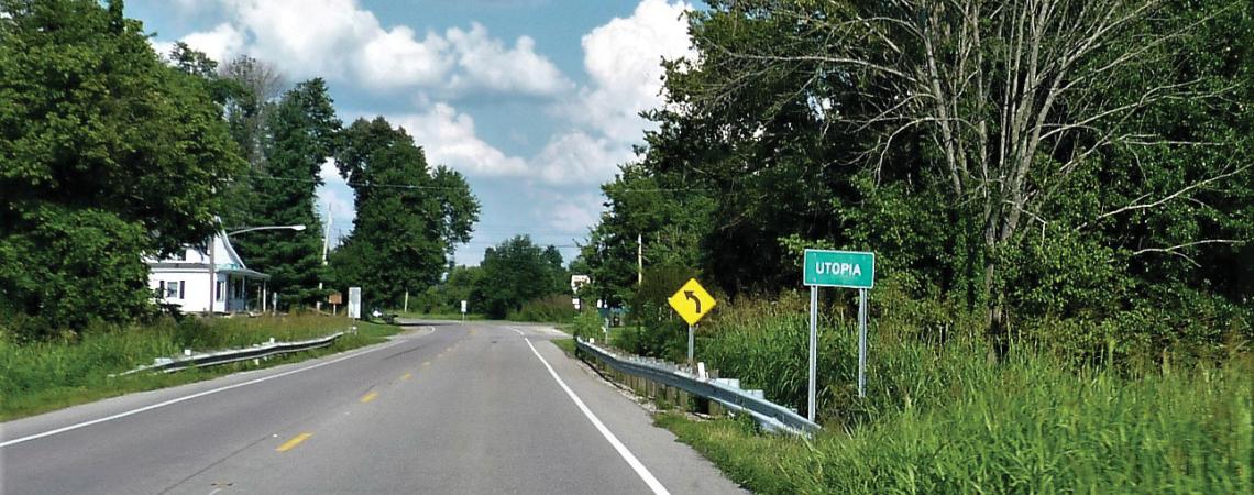 The road leading into Utopia, Ohio 